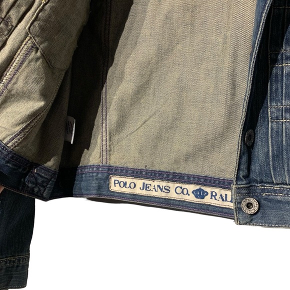 RALPH LAUREN | Polo Jeans Co Distressed Libby Patched Jean Jacket - Sz Large - Picture 7 of 13